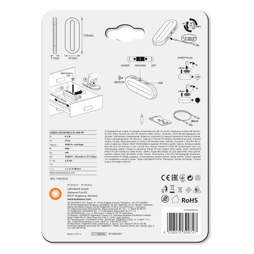 LEDVANCE Linear LED mobile batterie USB lampe sous meuble avec capteur 0,5W / 4000K blanc froid - Image 4